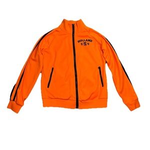 Track Jacket‎ Womens L Orange Holland Lion Crest Striped Sleeve Full Zip Fanwear
